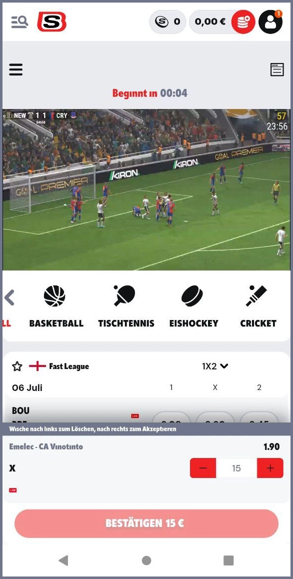 Pre-Match-Wetten bei Supabet Casino